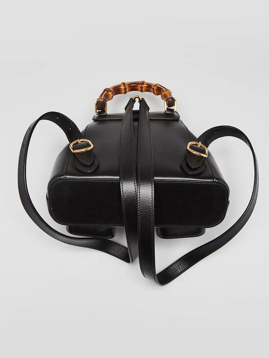 Gucci Black Smooth Leather Bamboo Handle Small Backpack Bag main image 8